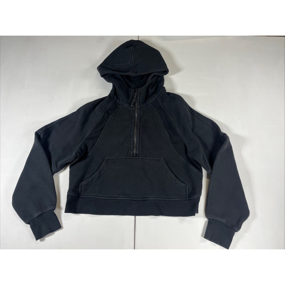Lululemon Scuba Full Zip Hoodie Womens XS/S  Oversized Cropped BlackThumbholes